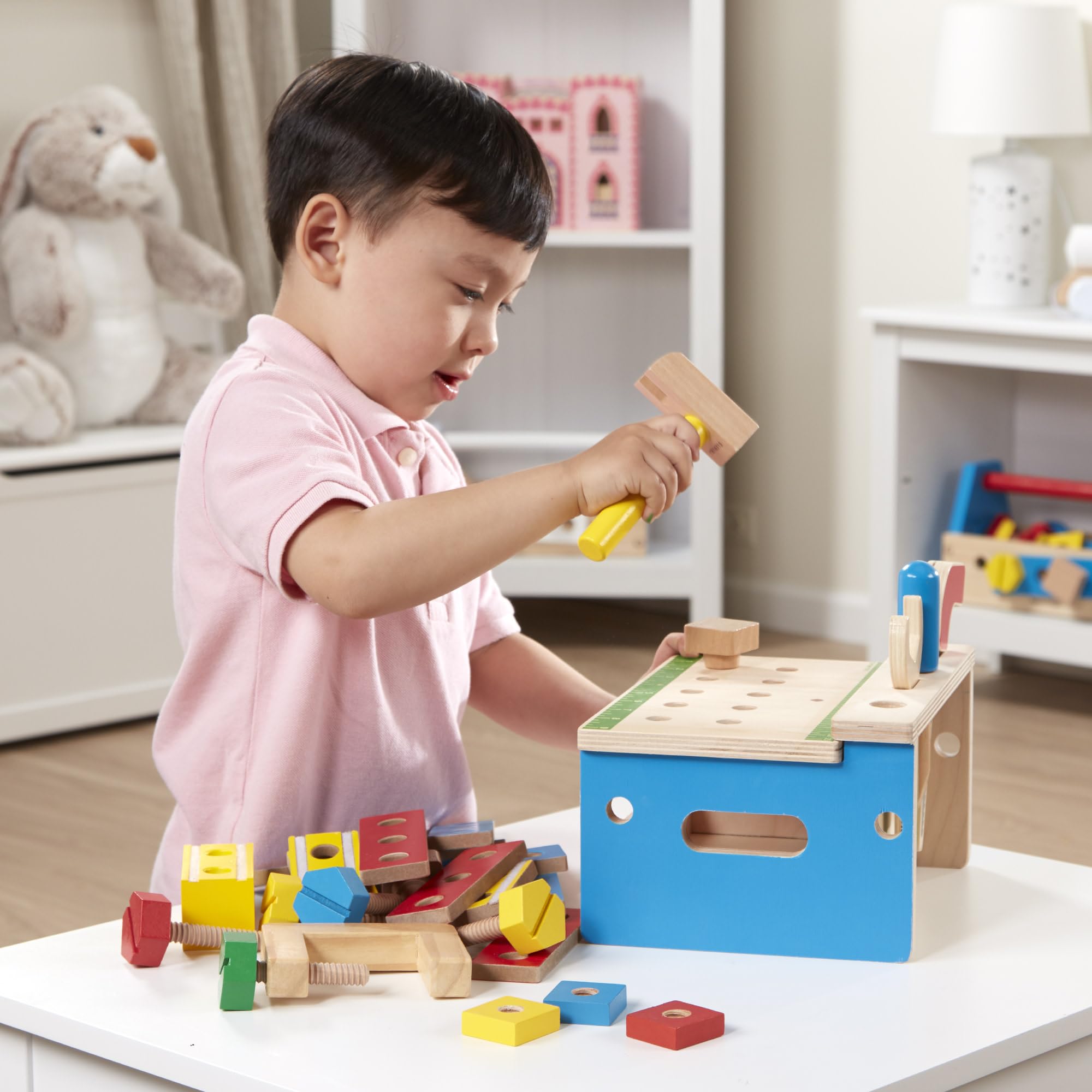Melissa & Doug Werkbank aus Holz mit Hammer und Säge