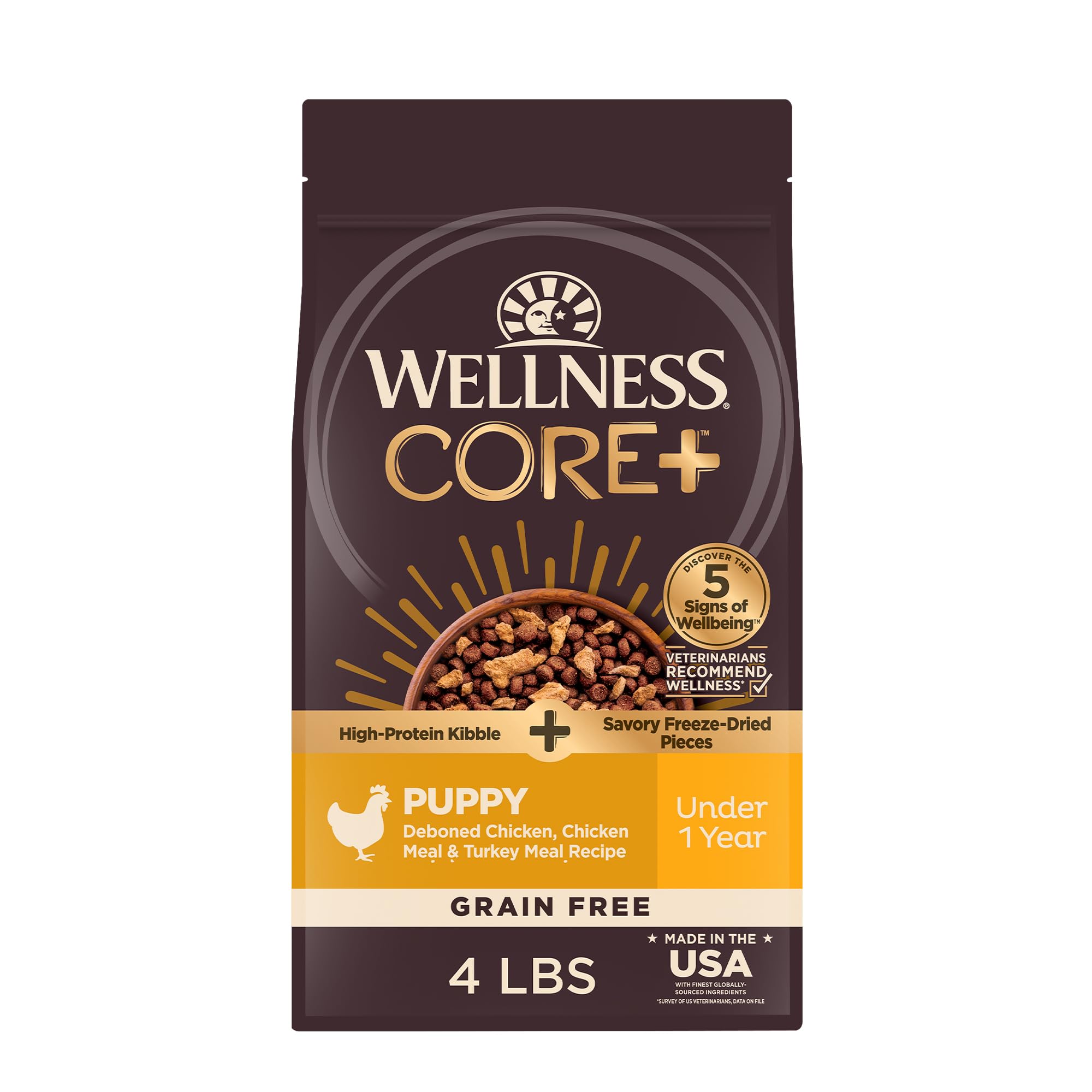 Core Rawrev Grain Free Natural Dry Puppy Food, 4-pound Bag With Deboned Chicken & Turkey