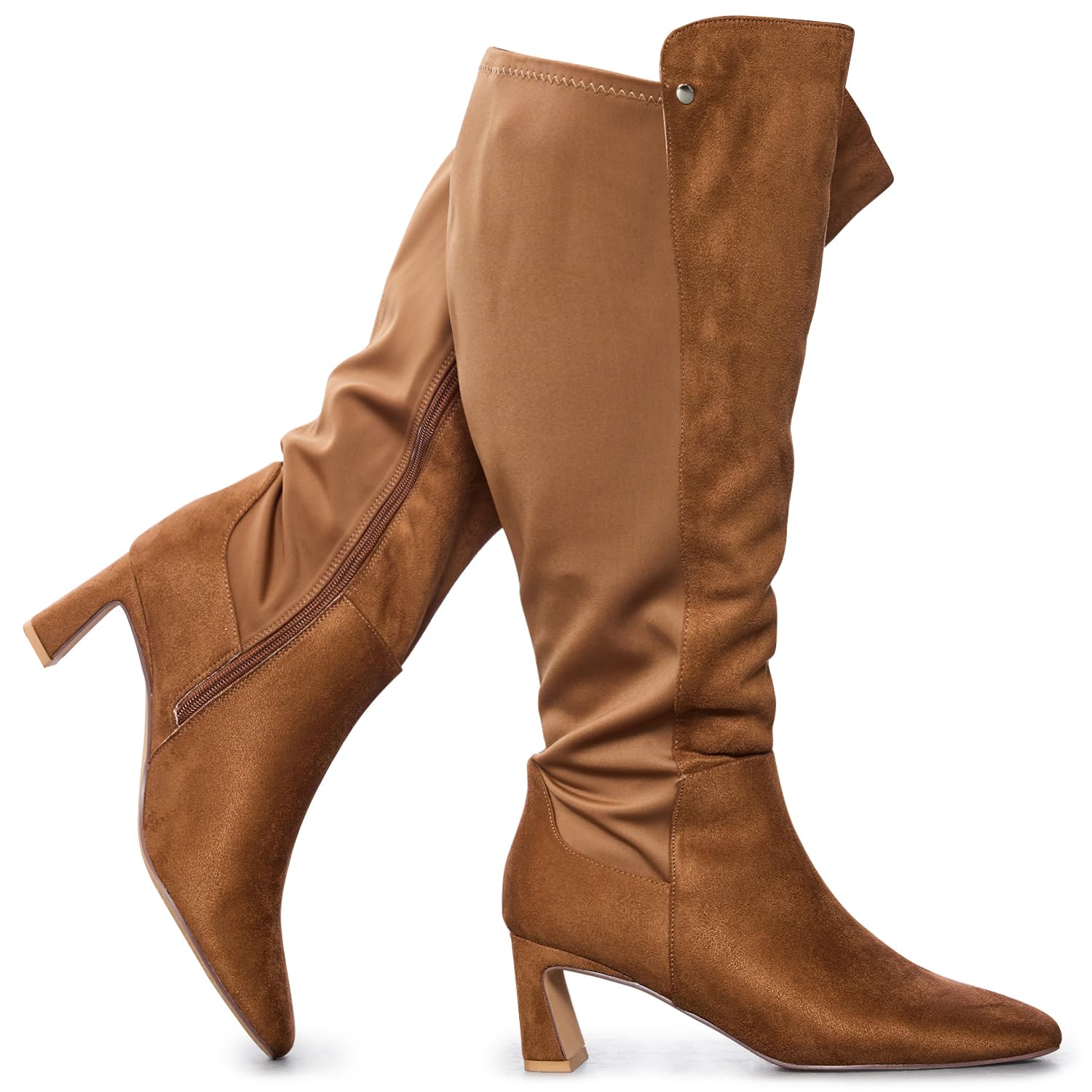 RF ROOM OF FASHION Womens Wide Calf 2 inch Heel Knee High Dress Boots