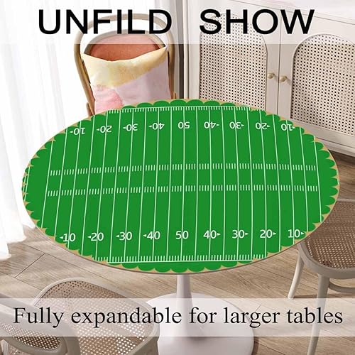 Miniatura 6 de Mantel redondo de campo de fútbol americano, mantel de césped verde para mesa de campo de fútbol para comedor y cocina, manteles redondos de 60
