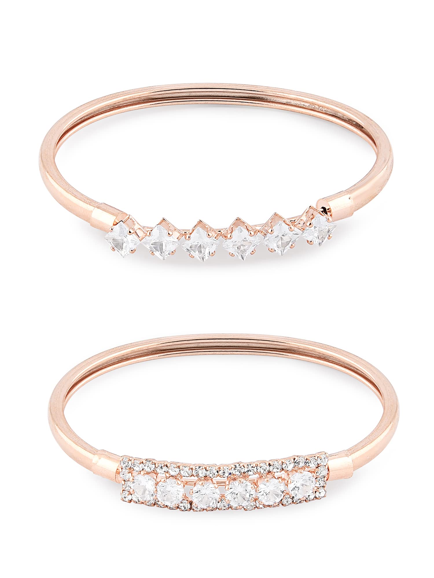 ZAVERI PEARLS Set of 2 Rose Gold Cubic Zirconia Contemporary Kada Bracelets For Women-ZPFK13439 (B09XHNP5NT) Amazon Price History, Amazon Price Tracker