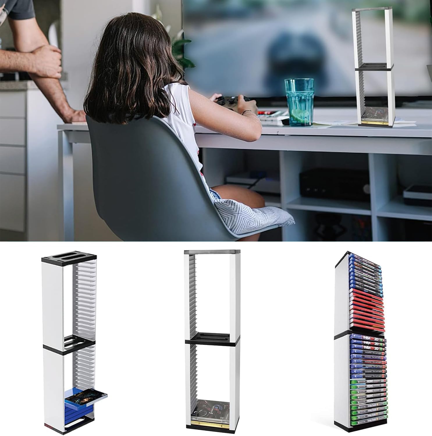 Yolispa Game Disc Holder Video Gioco Scaffalatura CD Racks Videogioco Scaffale DVD Contenitore 36Pcs Discs per PS5