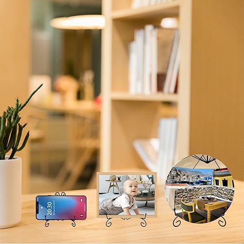 Miniatura 6 de Soporte para platos, soporte de placa de 10 pulgadas para exhibición, caballete de hierro negro de mesa para fotos, marco de fotos, obras de arte,