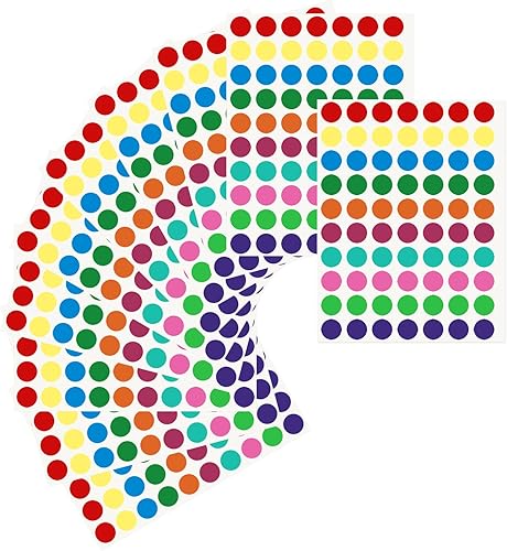 700 calcomanías de puntos, calcomanías circulares de colores surtidos, etiquetas de codificación de 34 pulgadas redondas de colores