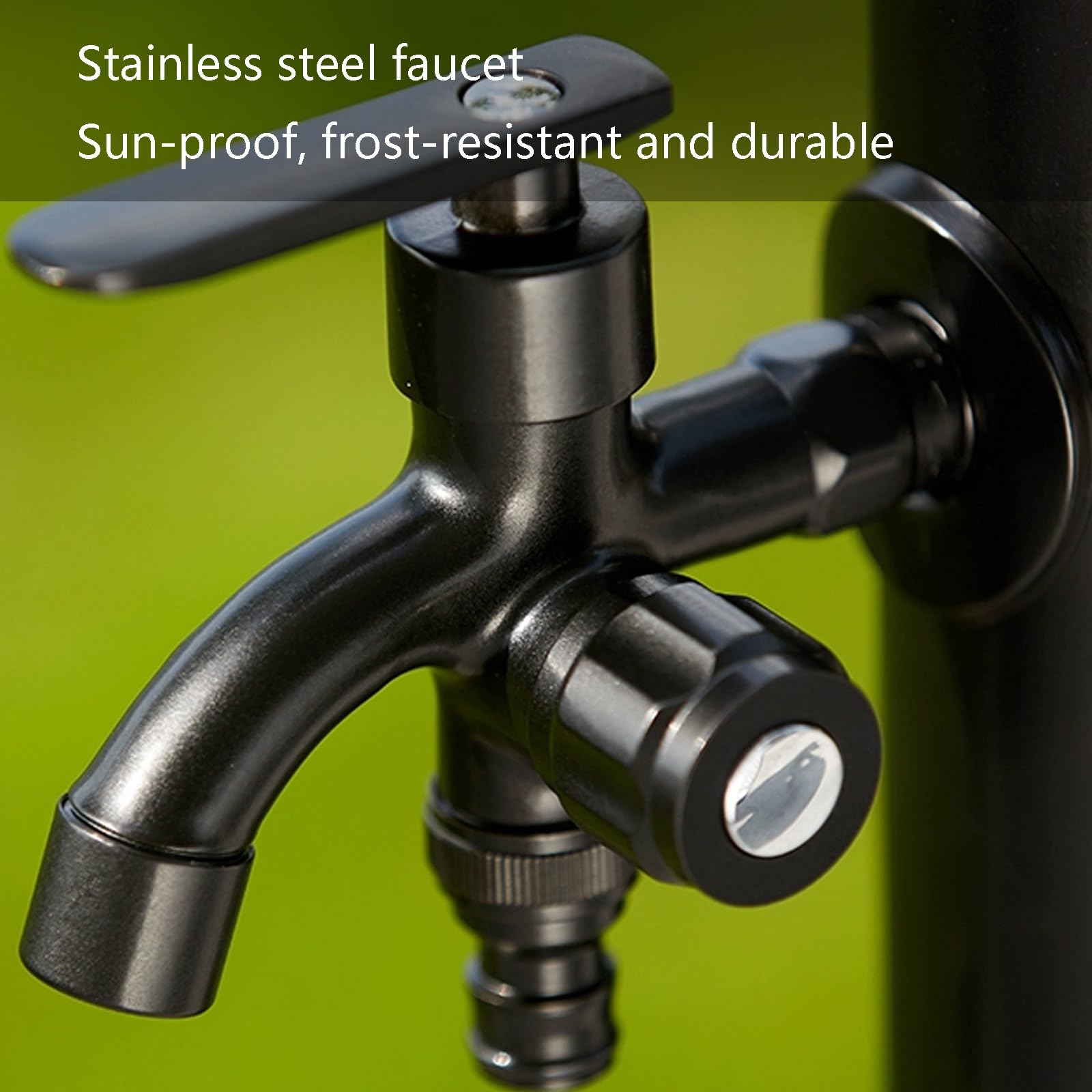 XBTGS Colonna d'acqua da giardino in acciaio inox con doppio rubinetto, rubinetto verticale antigelo per esterni per cortili e giardini, supporto resistente per un comodo accesso e, B