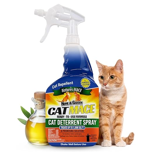 Nature's Mace Cat Mace Cat Repellent, Spray Deterrent for Urine Marking, Keep Cats Away for Outdoor & Indoor Use, Scratching, Flowerbeds, Yards, Pets, Garden, Plants, Ready-to-Use, 40 oz Spray