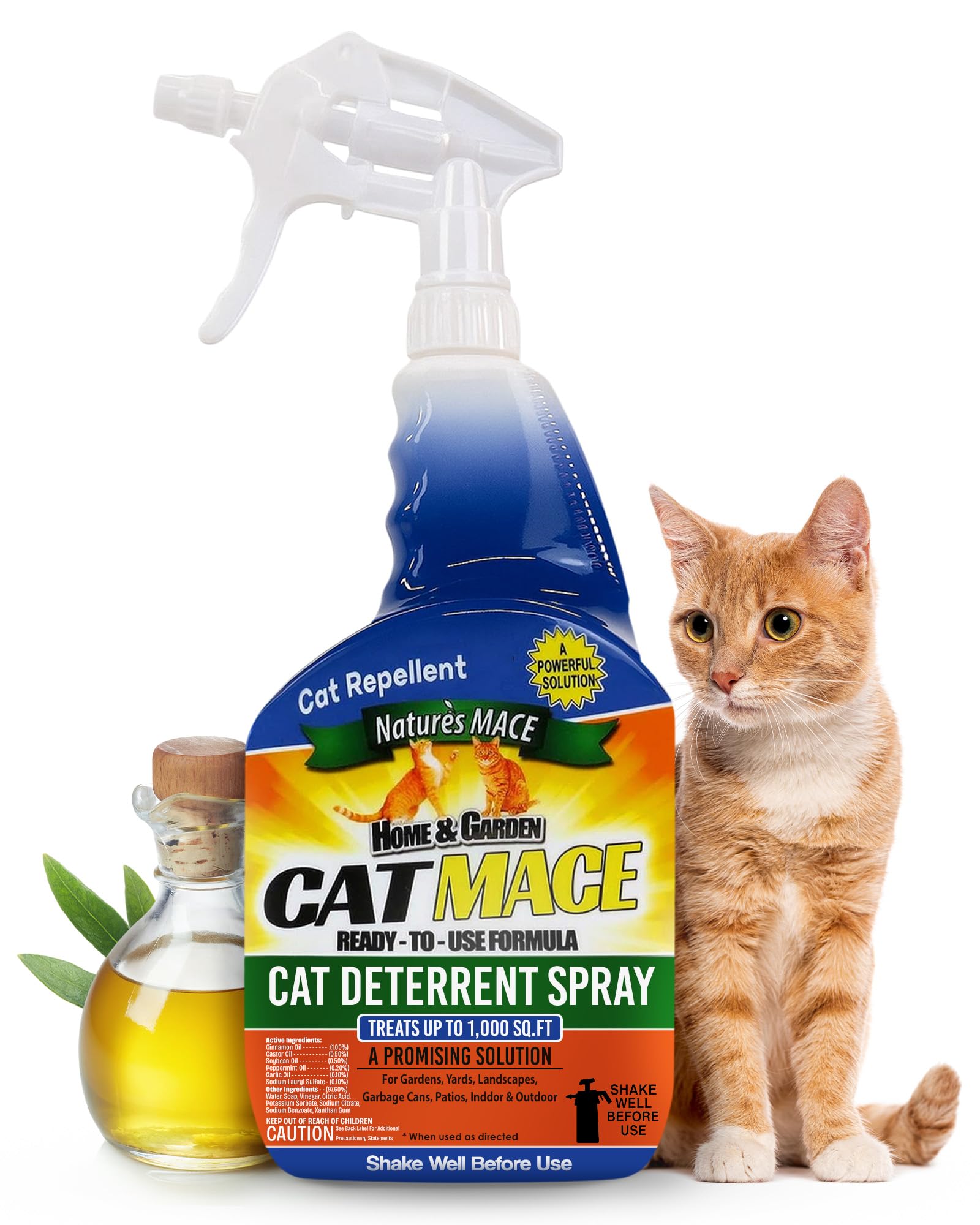 Nature's MACE Cat Repellent 40oz Spray, Treats 1,000 Sq Ft, Keep Cats Out, Train Your Cat to Stay Out, Cat Training Tool