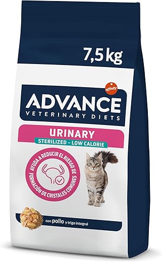 Advance Veterinary Diets – Pienso para gatos adultos Advance Urinary Sterilized Low Calorie Dietas veterinarias. 7,5 Kg