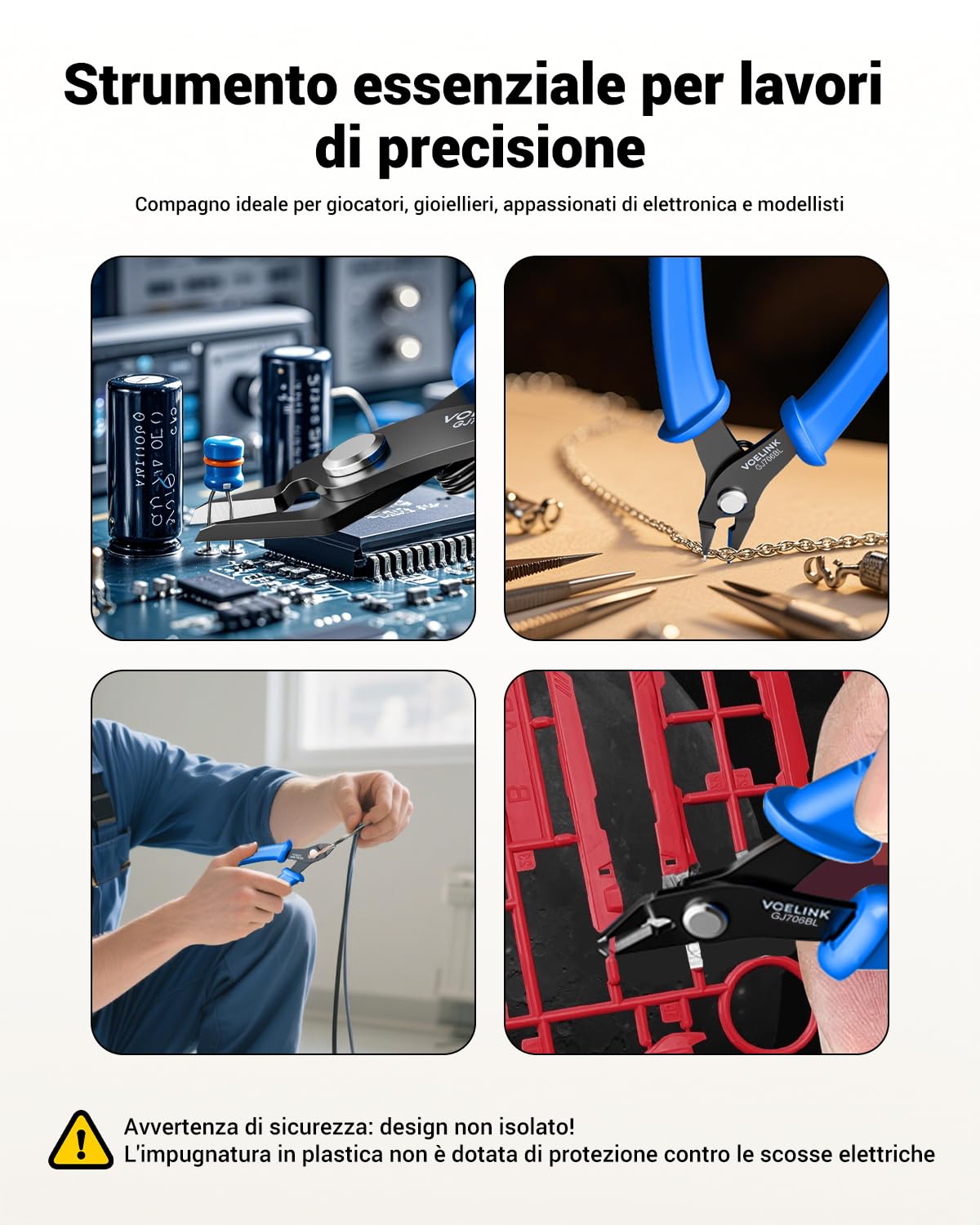 VCELINK Tronchese Diagonali di Precisione per Filo di Rame 0-1,2 mm Blu