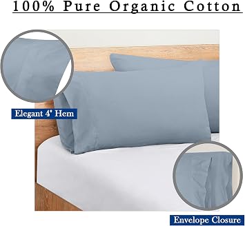 Royale Linens 300 Thread Count 100% Cotton Queen Pillowcase 2 Pack Lakeblue