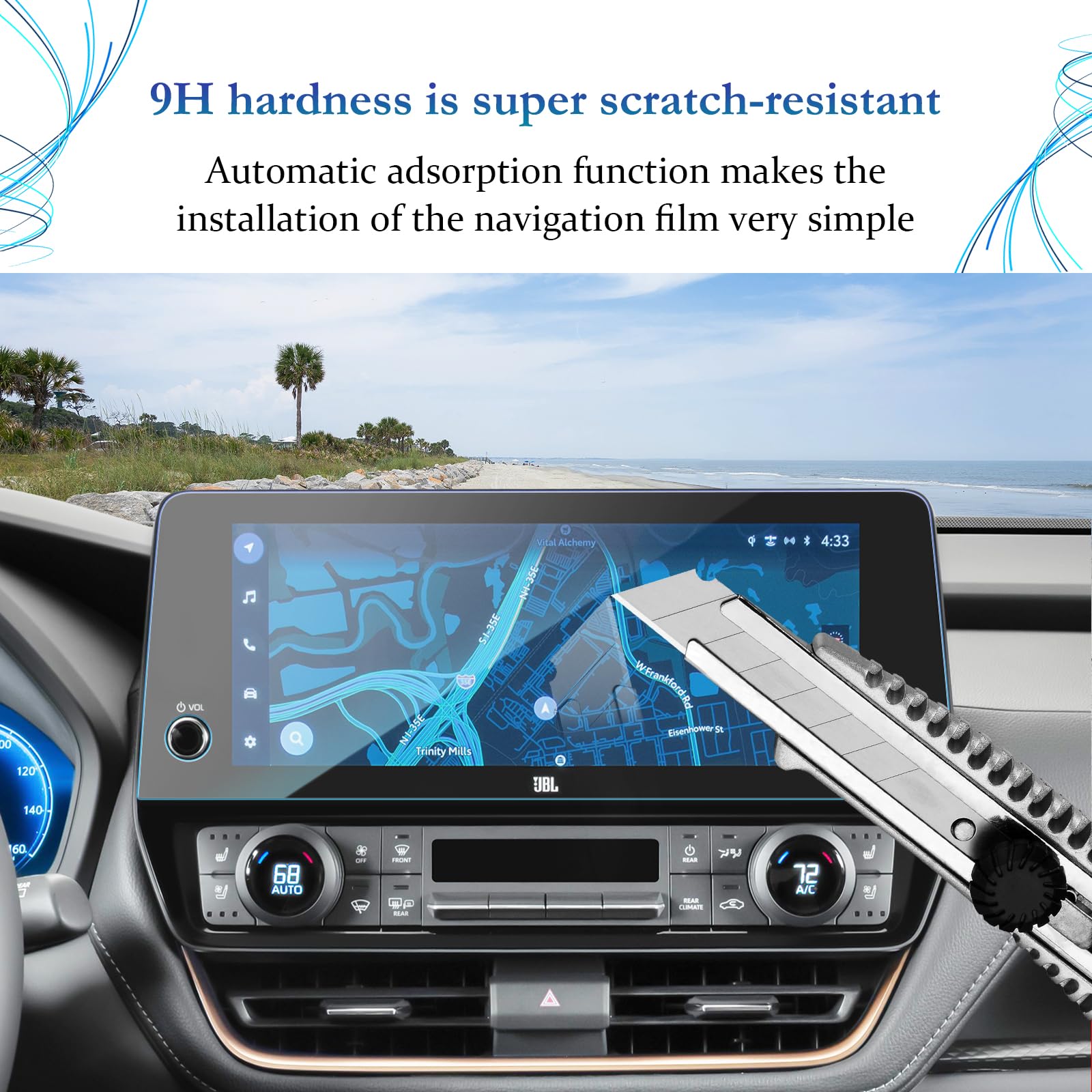 SKTU 2024 2025 Grand Highlander Accessories Screen Protector 12.3-Inch for 2024 2025 Toyota Grand Highlander/Grand Highlander Hybrid Tempered Glass HD