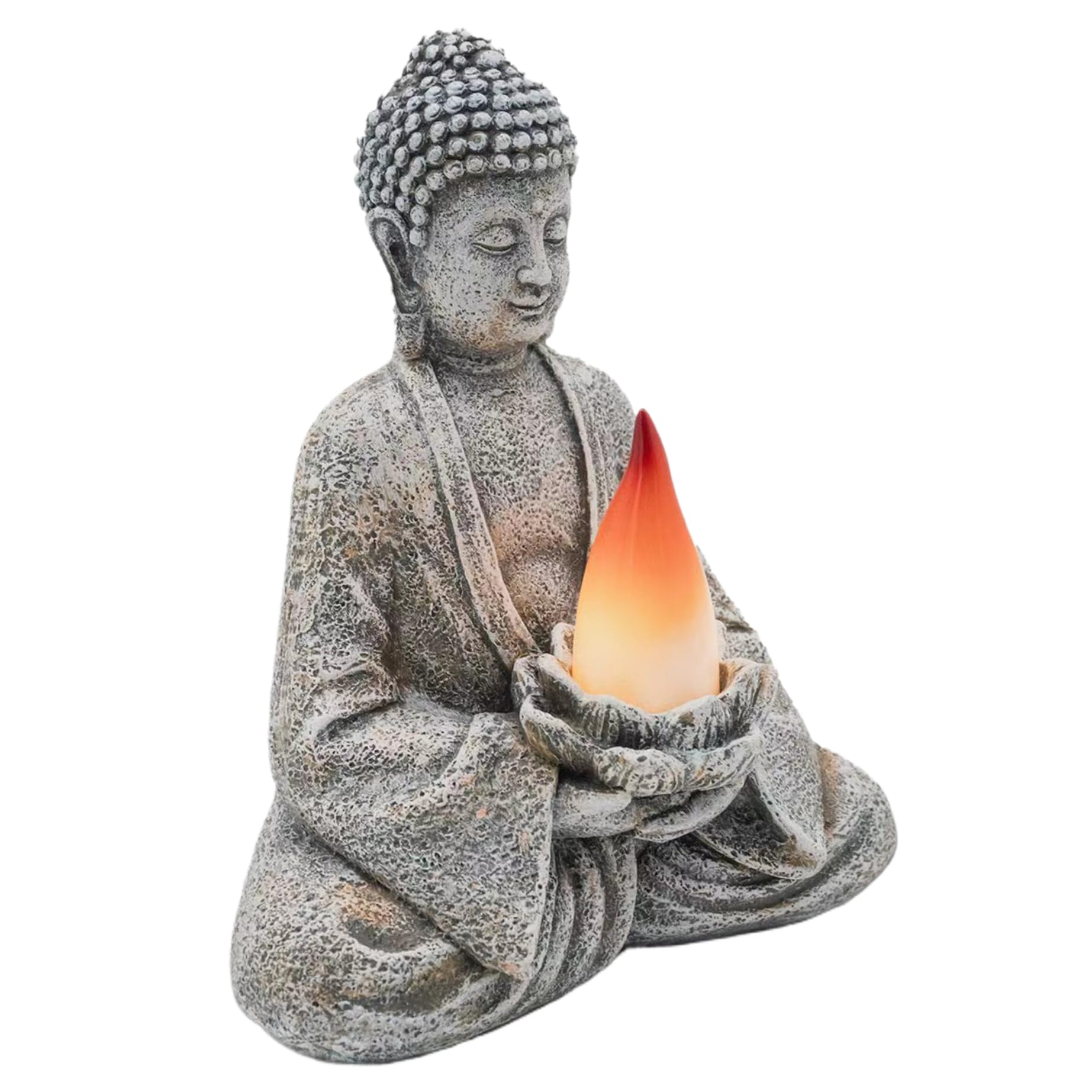 CAKEEYUM Buddha Statue with Lotus Solar LED Light, Garden Buddha Statue Outdoor, Waterproof Resin Decor for Zen Meditation Spiritual Room Backyard Patio Porch Yard Lawn gardening
