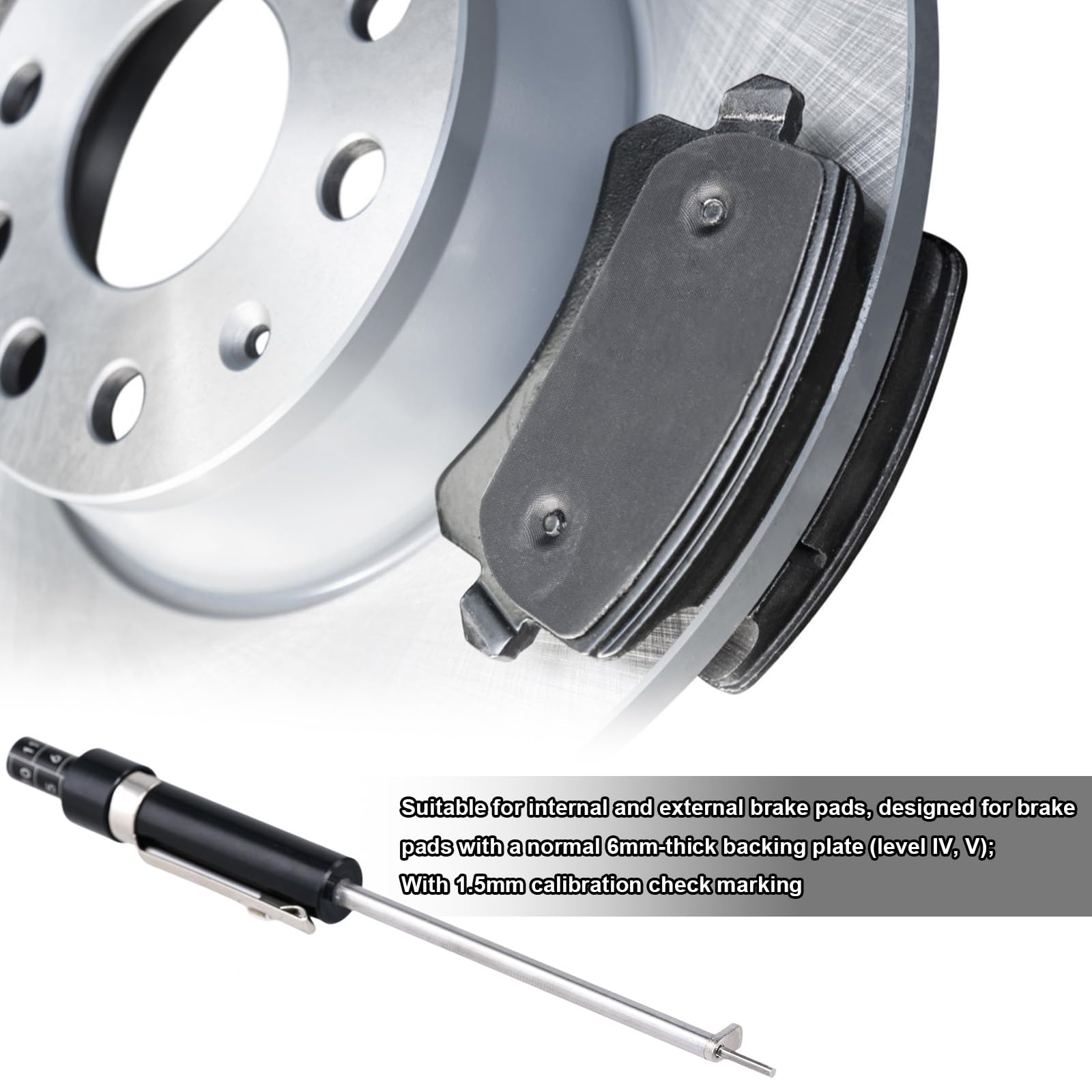 NQEUEPN Misuratore Spessore Pastiglie Freni, Misuratore Pastiglie Freni con Scala Tester Pastiglie Freni per la Misurazione delle Pastiglie dei Freni Interne ed Esterne