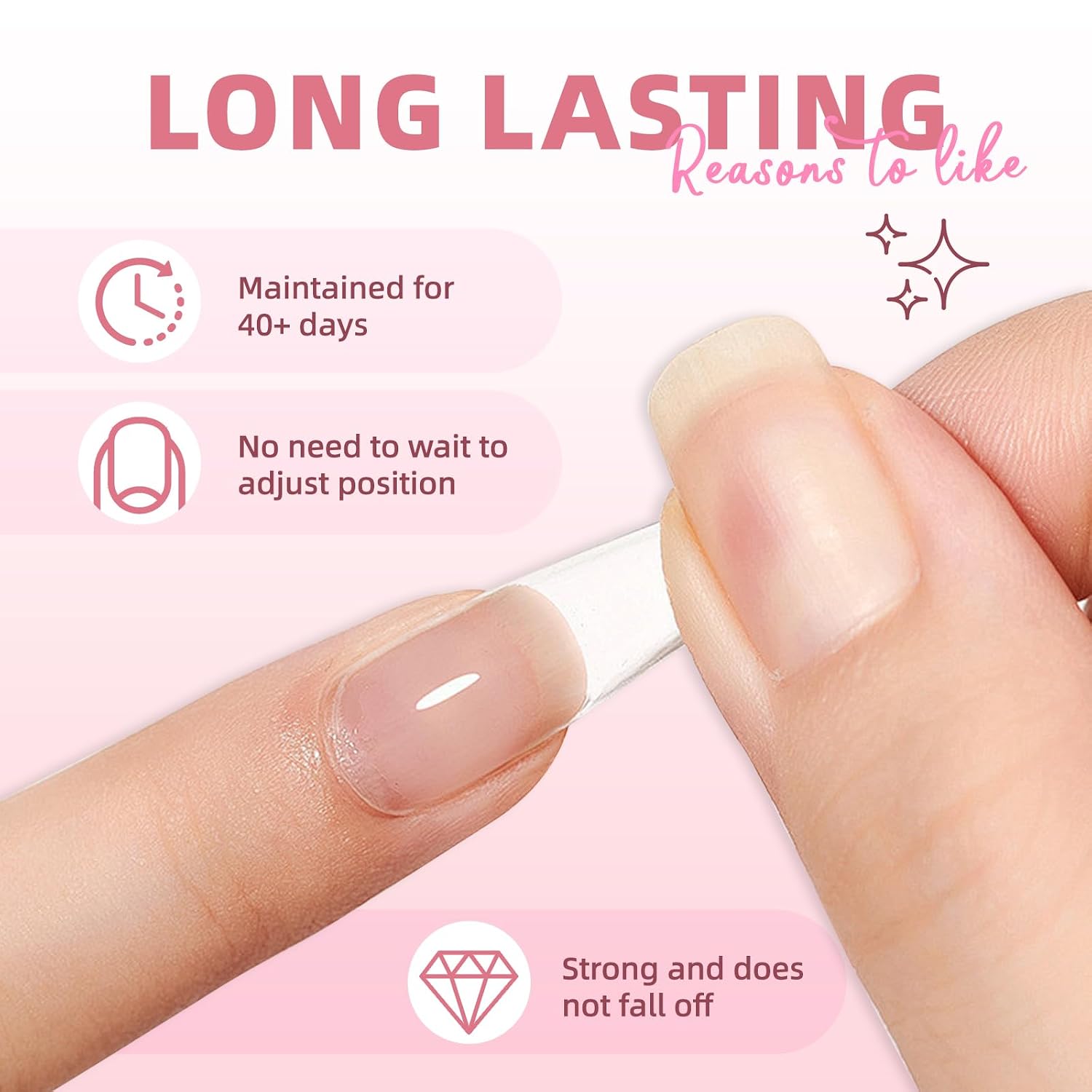 12g Semi Solid Nail Glue No Need UV Lamp, 2pcs Upgraded Quick Drying Super Strong Adhesion Bond Glue for Press Ons, Professional Long Lasting Rice Grain Solid Gel X Nail Adhesion Kit