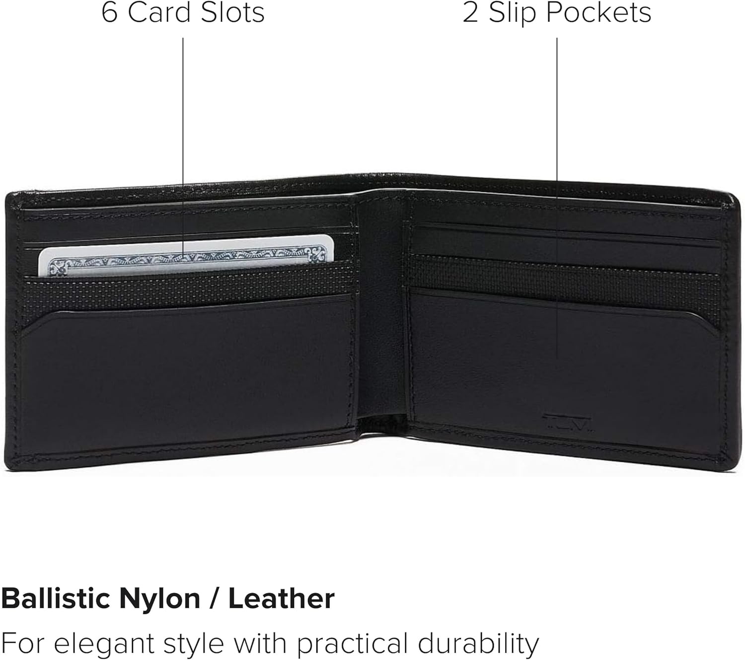 TUMI - Alpha Slim Single Billfold - Men's Ballistic Nylon Wallet - Hidden Card Pocket - Black - Image 3