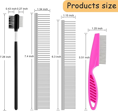 Miniatura 2 de Peines de perro para aseo, peine de ojo de perro de diente fino, peine removedor de manchas de lágrimas para perros pequeños, gatos, caniches