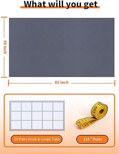 Miniatura 3 de Persianas opacas mejoradas 65 x 59 pulgadas 100% opaca se puede cortar tú mismo Cortinas opacas portátiles para ventanas, tiras de cinta de velcro