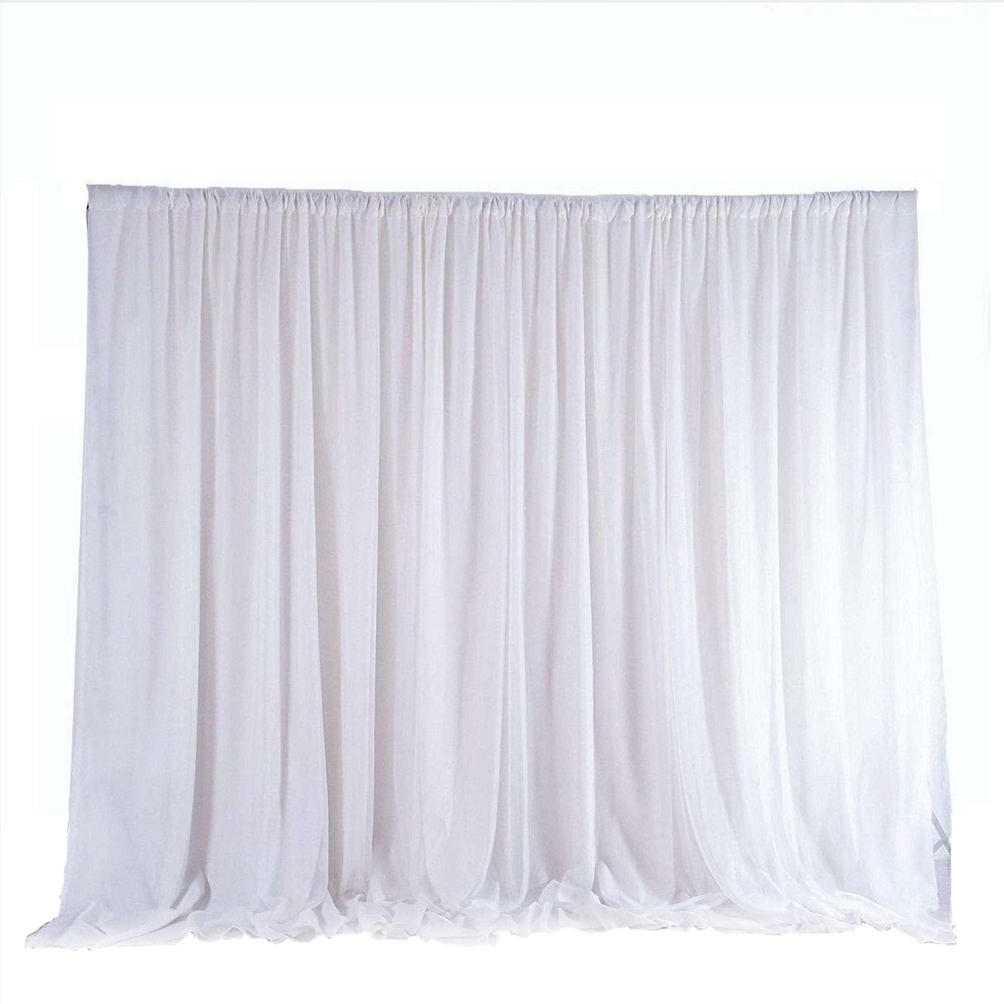 Weddecor Blanc Glace Soie Backdrop Rideaux sans Guirlande pour Mariage, Fête, Anniversaire, Événement, Noël, Photo Studio,Spécial Festival,Décoration de Vitrine,3 X 3 Mètres - sans Guirlande, 3 x 6m