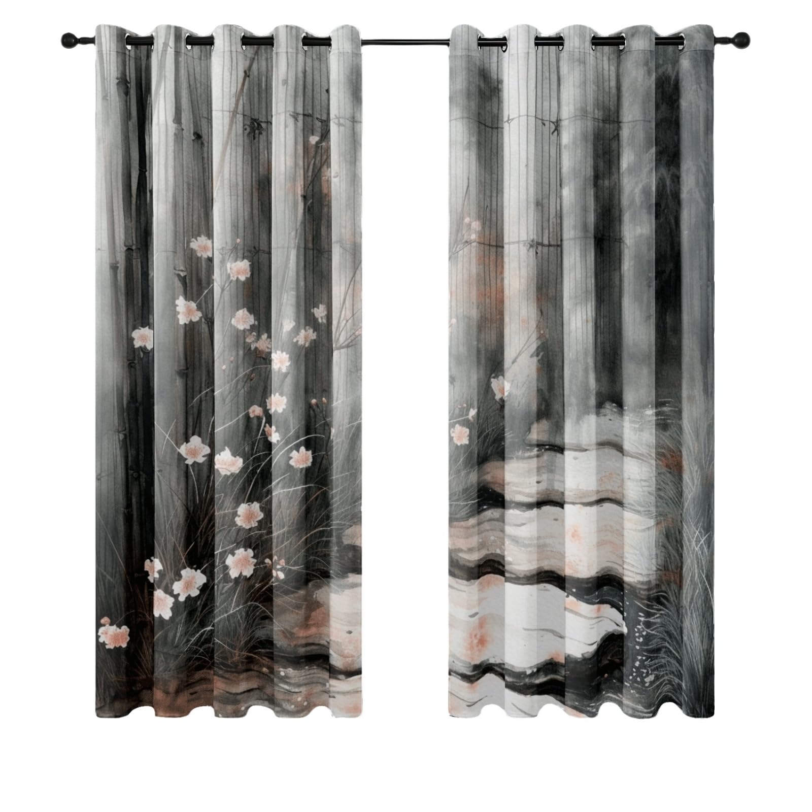 Curtain Ziegel Rot Grau Gardinen Blackout Curtain Polyester Vorhang mit Ösen Waschbar Vorhänge Living Room Verdunklungsvorhänge Schlafzimmer Gardienen Vorhang Blickdicht 2x140x180cm