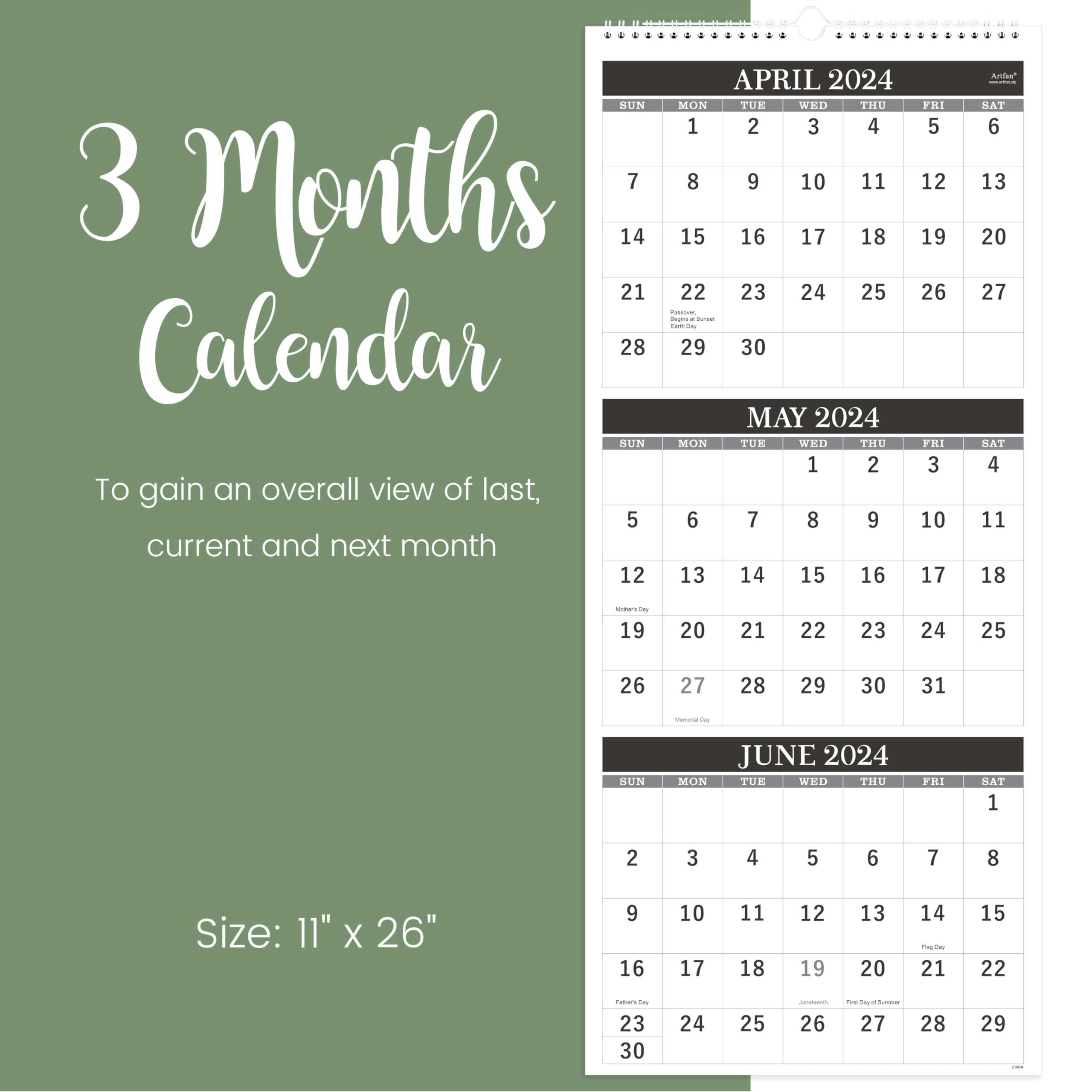 Wall Calendar 20242025 APIRL 2024 JULY 2025, 3 Month
