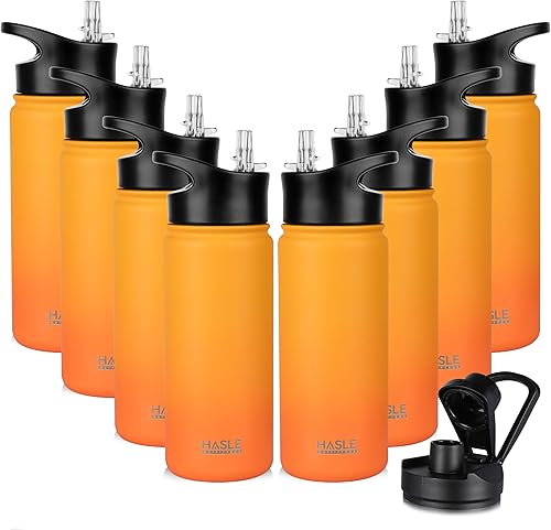 Miniatura 44 de HASLE OUTFITTERS Botella de agua aislada de 16 onzas de acero inoxidable de doble pared al vacío, a prueba de fugas, boca ancha con tapa de popote
