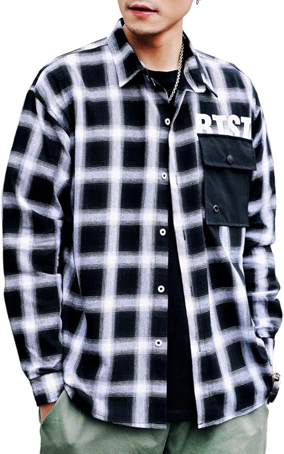 Amazon カジュアルシャツ メンズ シャツ ボタンダウンシャツ 長袖シャツ ビジネス チェック柄 通勤 通学 スリム メンズファッション 19 春夏秋冬 シャツ 通販