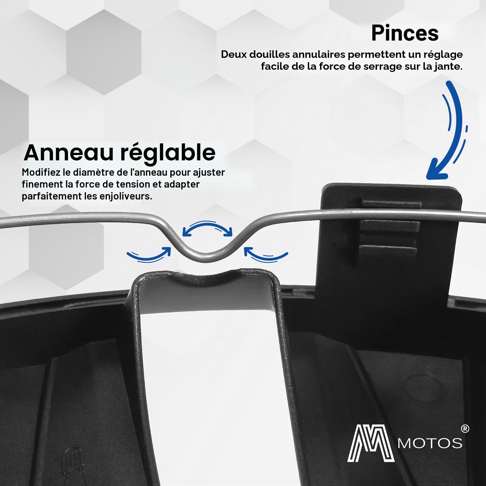 M MOTOS Jeu de 4 enjoliveurs 16 Pouces - Riez des Rayures avec Ces enjoliveurs 16 Pouces Souples et légers. Facile à Installer, Aucun Outil nécessaire, Protection Contre la décoloration!