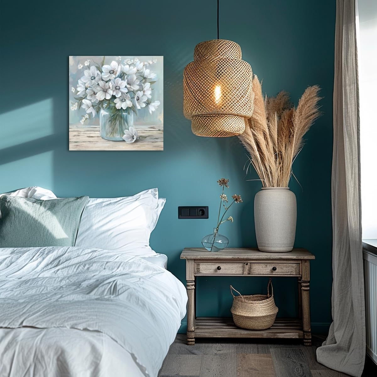 YUEYARIT Bathroom Wall Art Modern Canvas Paintings with Flowers Suitable for Gifts