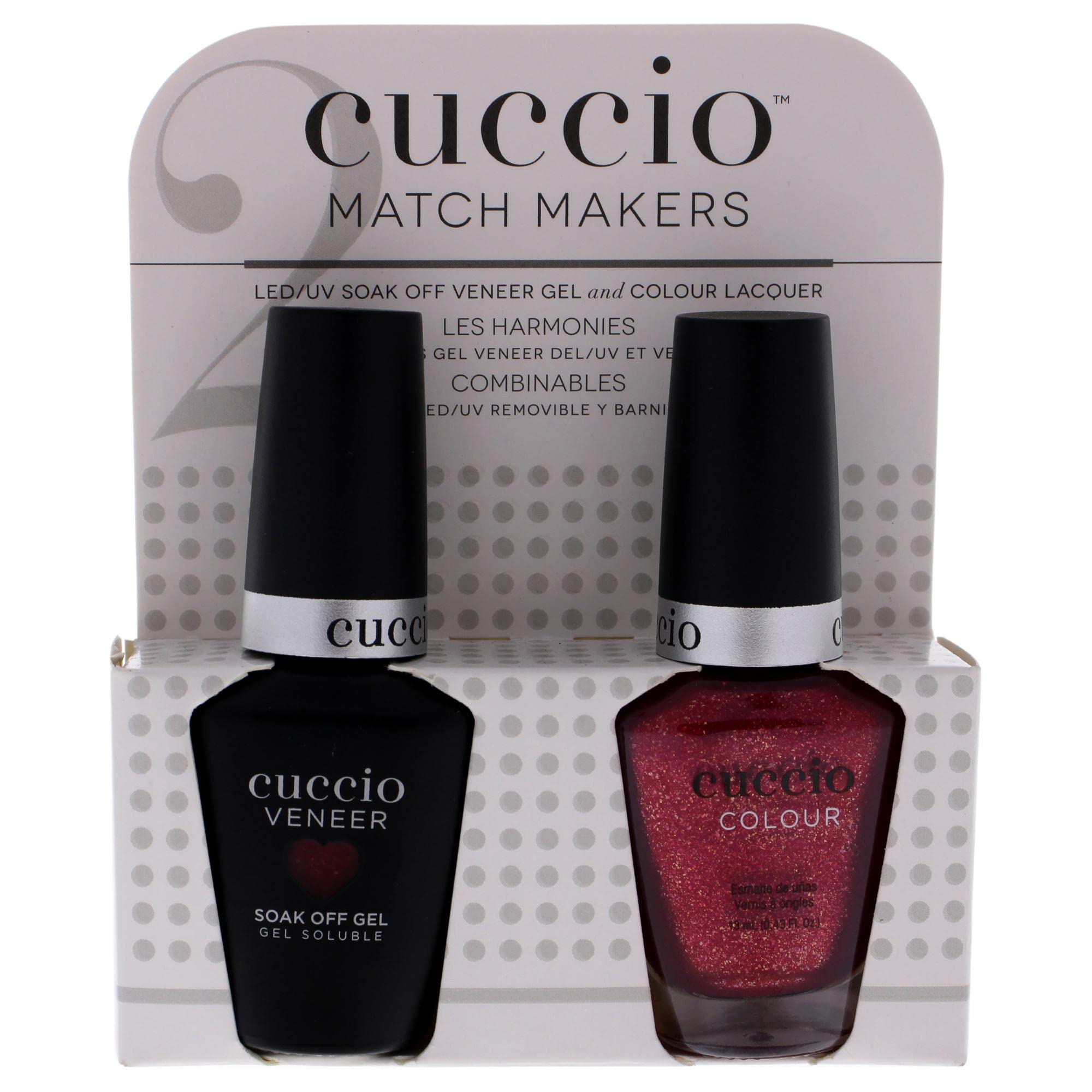 Cuccio Matchmaker - Colour Nail Lacquer & Veneer Gel Polish - For Manicures & Pedicures, Full Coverage - Long Lasting, High Shine - Cruelty, Formaldehyde & Toluene Free - 0.43 oz, 3,2,1 Kiss - RED (I0100506)