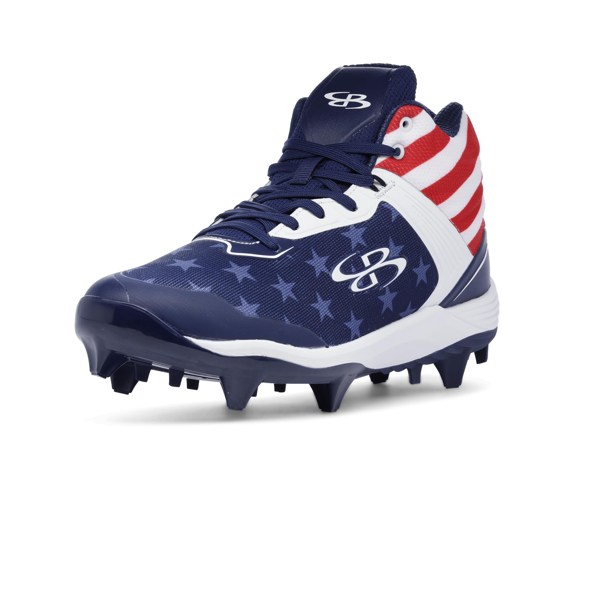 Boombah Viper Men's USA One Nation Molded Cleat Mid Navy/White/Red - Size 11