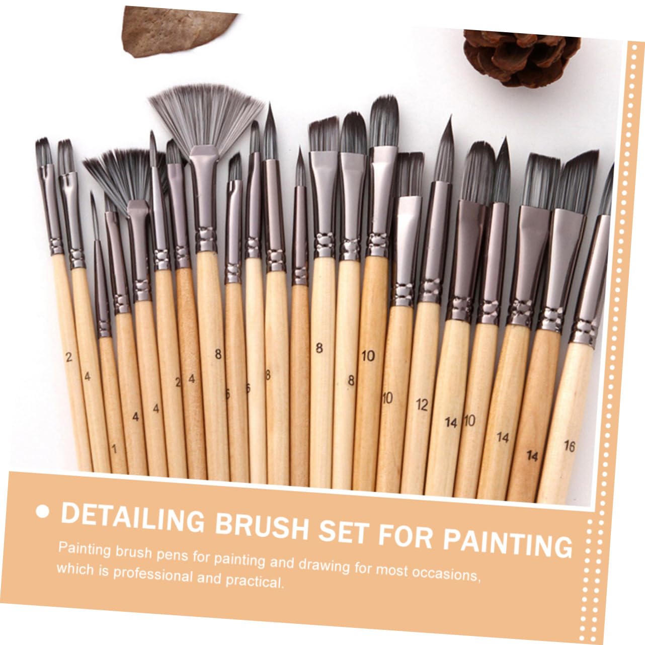 24 Pinceles de Nailon para Pintura al Óleo y Acuarela, Set Profesional para Artistas