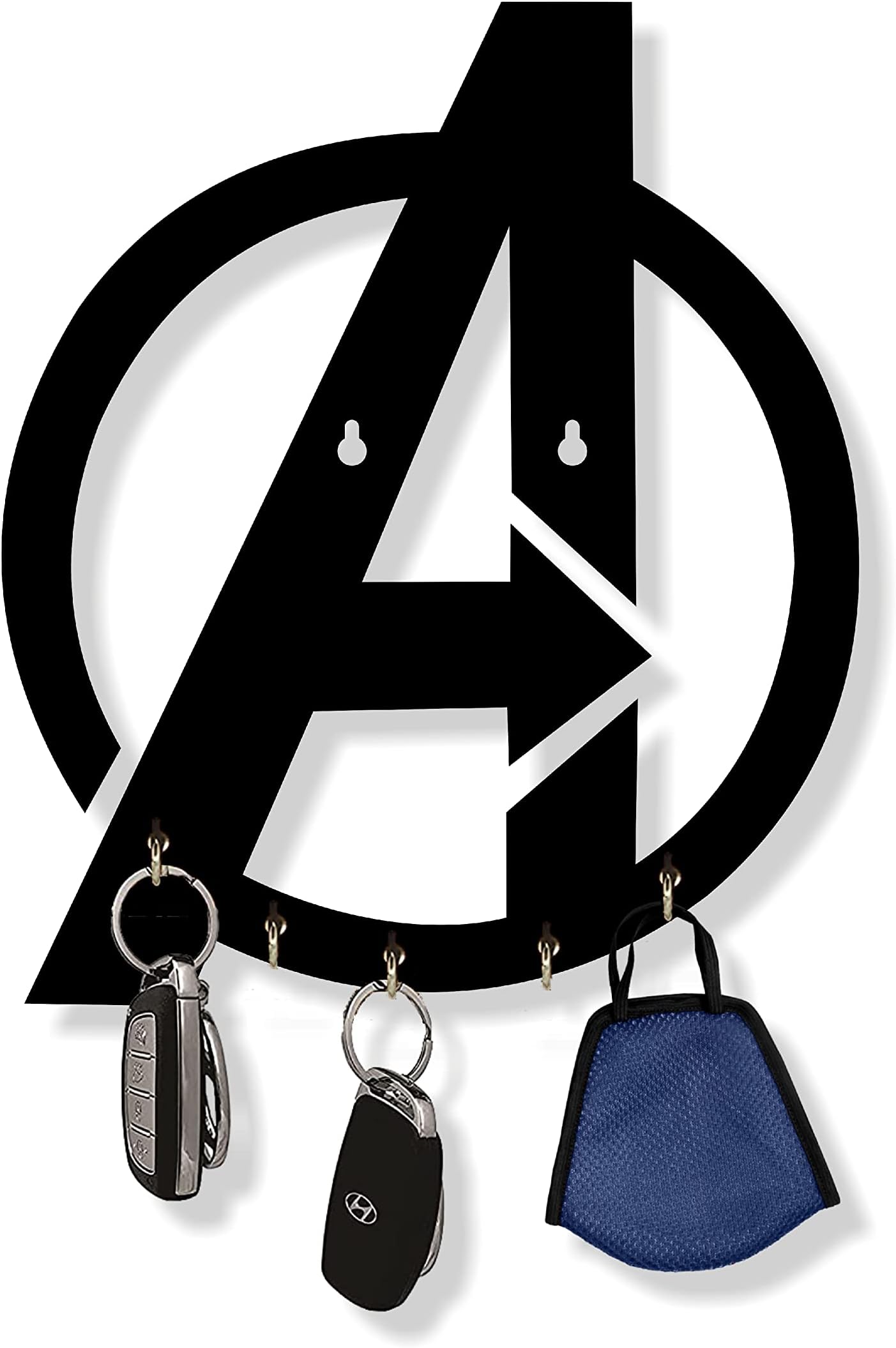 Designer Black Edition Beautifull Art Crafted Unique Wooden Key Holders for Home/Office, Avengers Logo, Size: 25 x 19 x 3 Centimeters