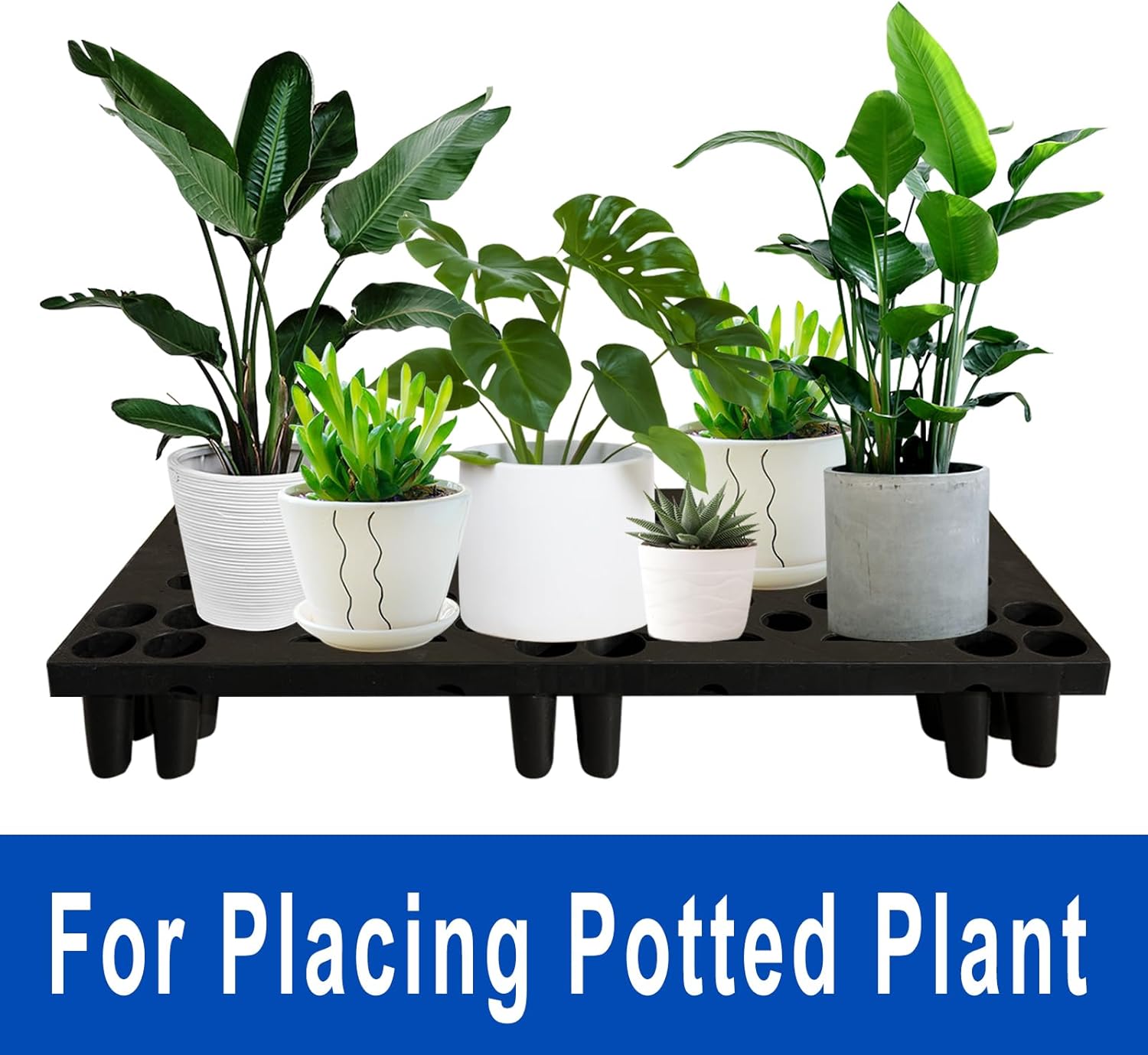 2 Pcs Plastic Pallets, Lightweight Waterproof Plastic Floor Pallet for Basement Storage, Nestable Interlocking Storage Pad with Breathable Grids for Garage Kitchen Supermarket Warehouse (Black)