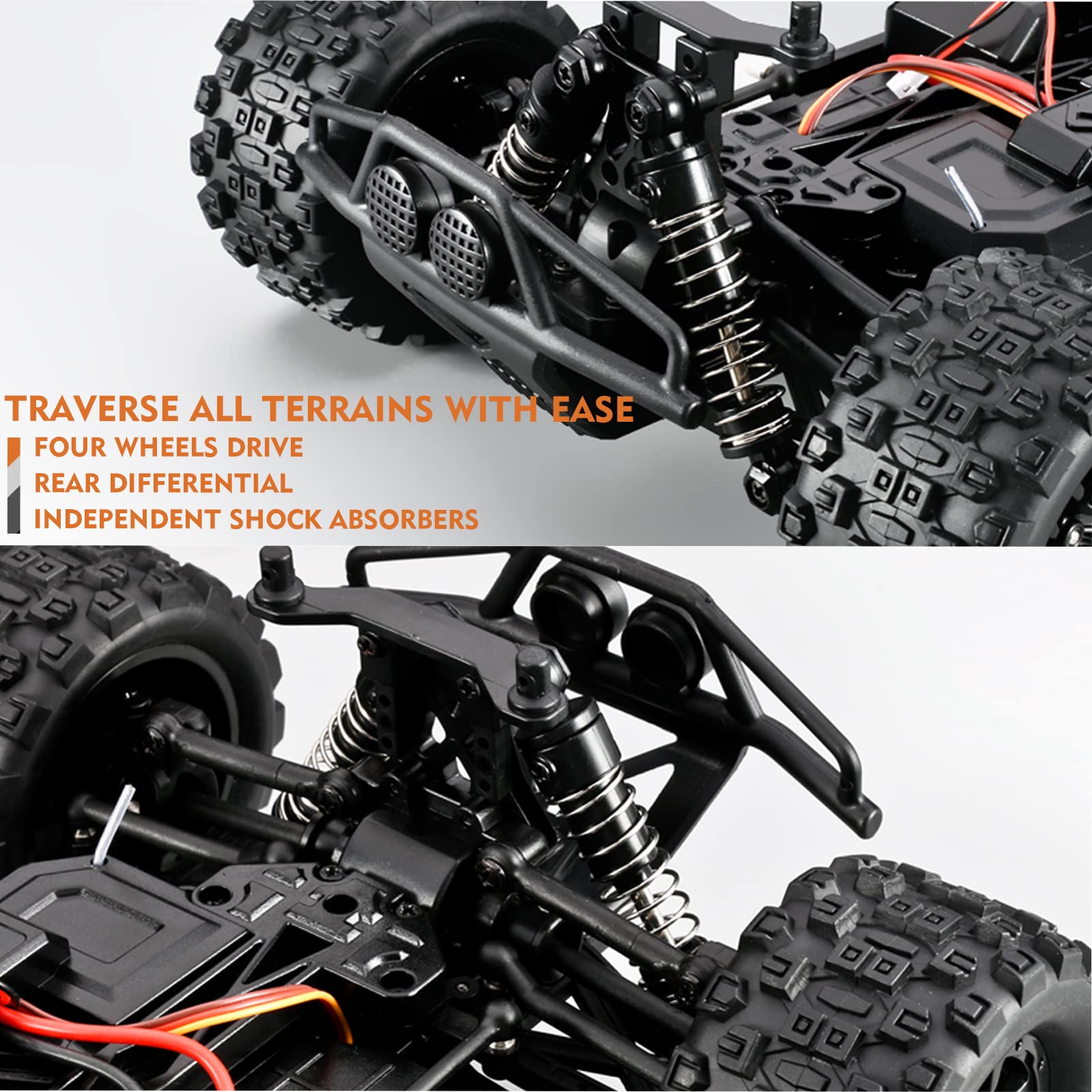 Zdalnie sterowany samochód 1:18 RC Car, 4WD RC samochód terenowy, 40 km/h, szybki samochód wyścigowy, 2,4 GHz RC z 2 akumulatorami do 60 minut pracy, zabawka dla dzieci i dorosłych