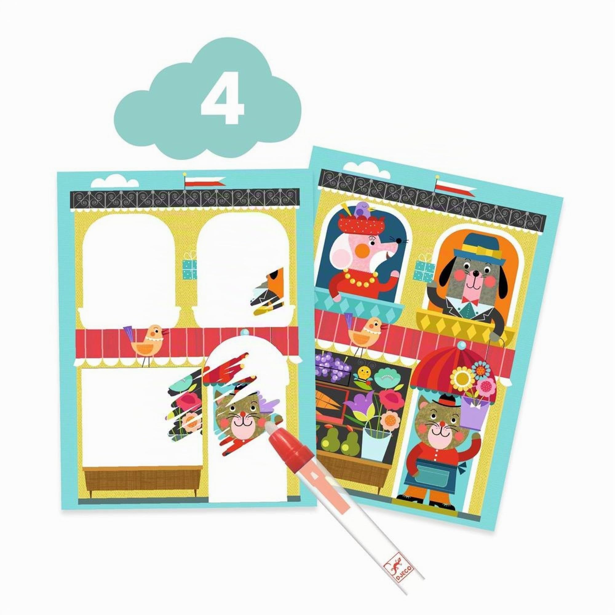 Juego de 6 actividades creativas para niños El gato y sus amigos - Djeco