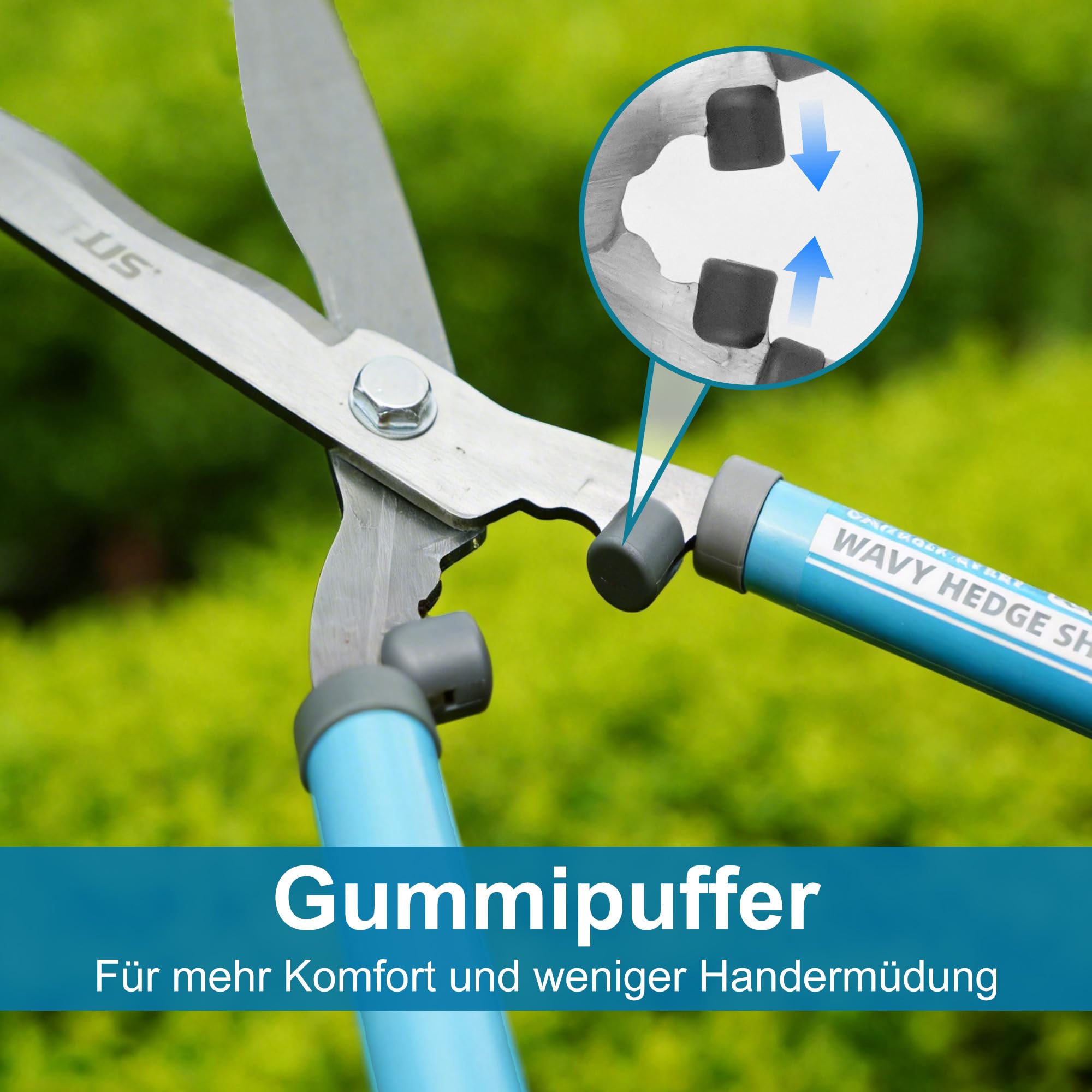 CYRUS heckenschere manuell,Hochwertige Wellenschliff-Stahlklinge,ergonomischer rutschfester Griff,Ideal für Garten-Heckenschnitt an Rabatten und Sträuchern,Länge 52cm