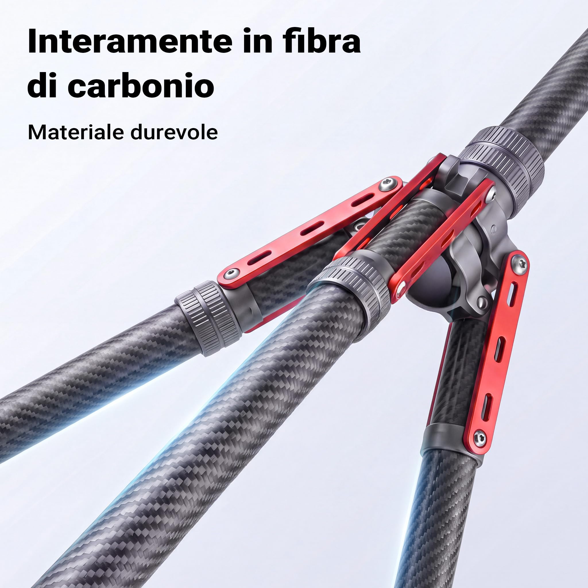 walimex pro Stativo per luci C-200 in carbonio altezza 2 m, cavalletto leggero da 600 g, treppiedi per flash con spigot da 5/8 di pollice per luci LED da studio, studi fotografici e riprese video