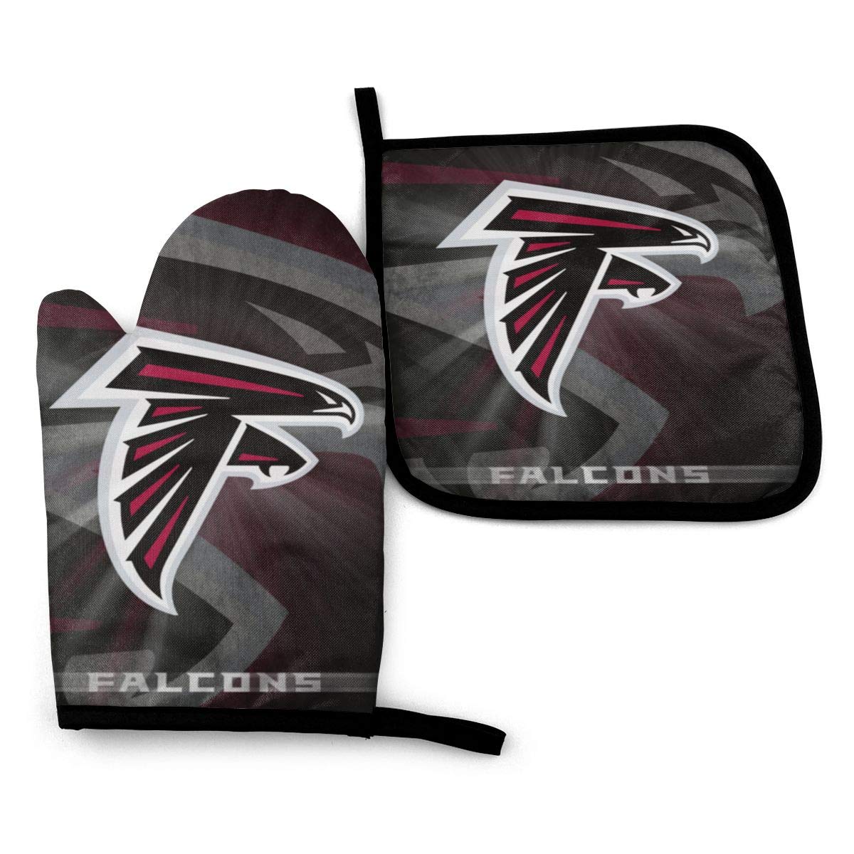 Loreneolden Kitchen Heat-Resistant Atlanta Falcons Oven Mitts and Pot Holder,Oven Gloves for BBQ Cooking Baking, Grilling (Waterproof Polyester)