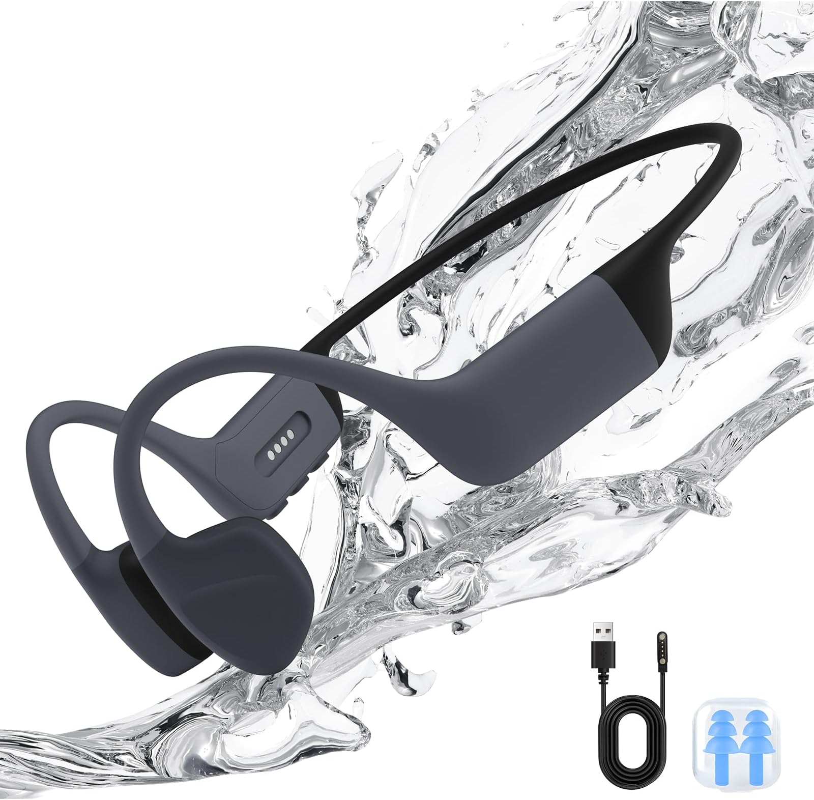 Bone Conduction Headphones, IPX8 Waterproof Bluetooth 5.4 Open Ear Headphones with 32G MP3 Memory for Swimming, Running, Cycling - Wireless Underwater Swimming Headphones