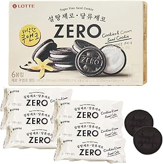 Lo-tte Zero Cookies & Cream Sandwich Cookie 288g - Sugar Free & Snacks, Zero Sugar - Low Carb, Ideal Snack - Classic Cookies and Cream Flavor
