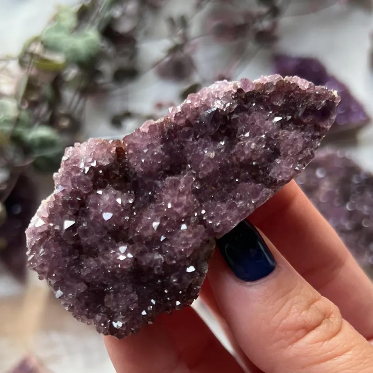 NIBHZ Natürliches Kristall-Rohmineral-Exemplar, Amethyst-Kristall-Ornament