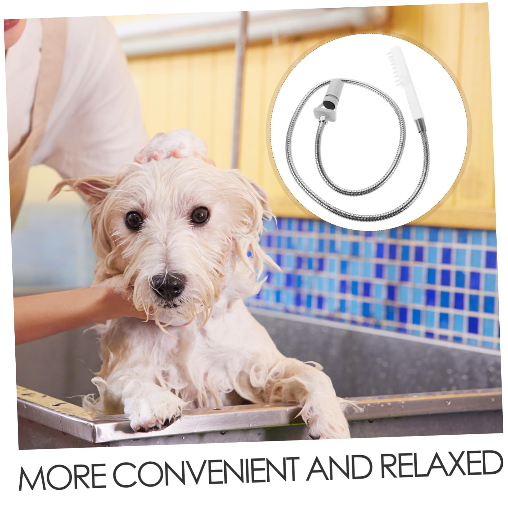 ibasenice Pompe de Douche pour Chien avec Brosse de Bain et Flexible de Douche pour Animaux de Compagnie Douchette de Toilettage pour Chien