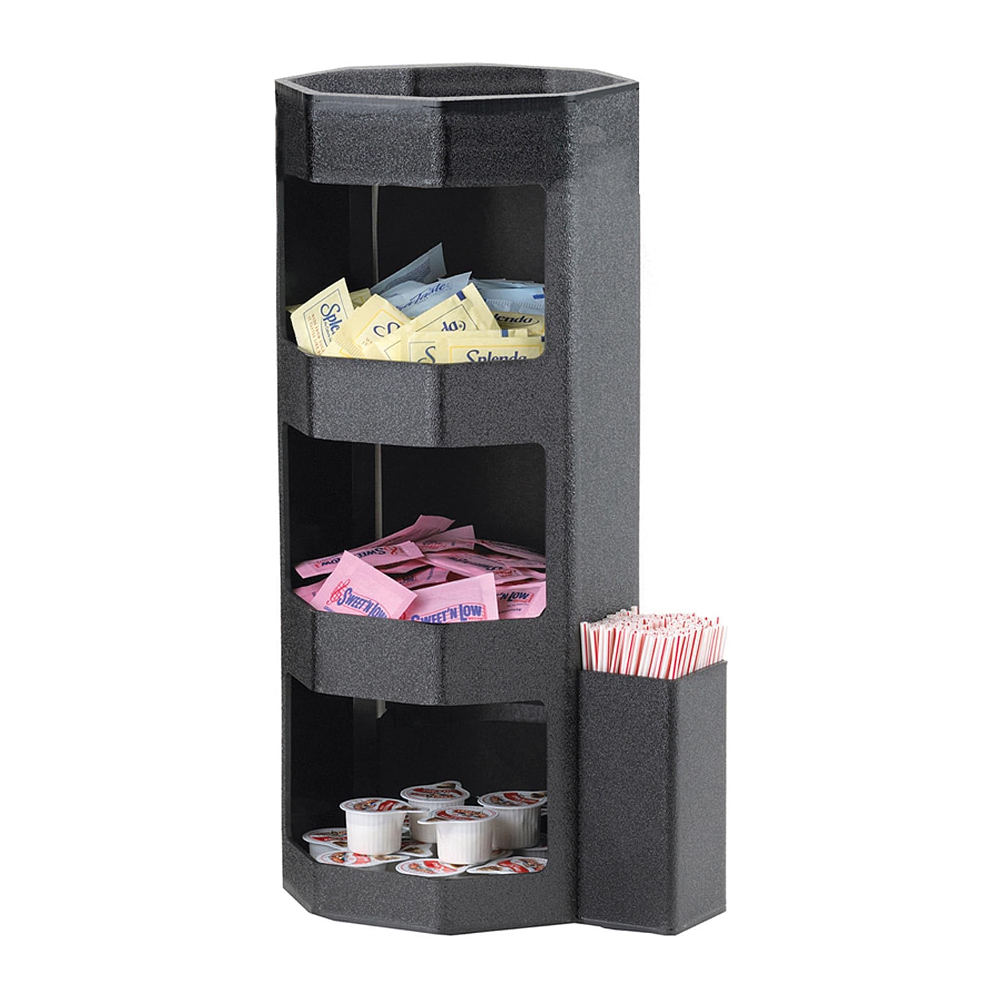 Service Ideas OCH7715C Condiment Holder, 4 Compartment, Octagon Shape, Plastic, Black