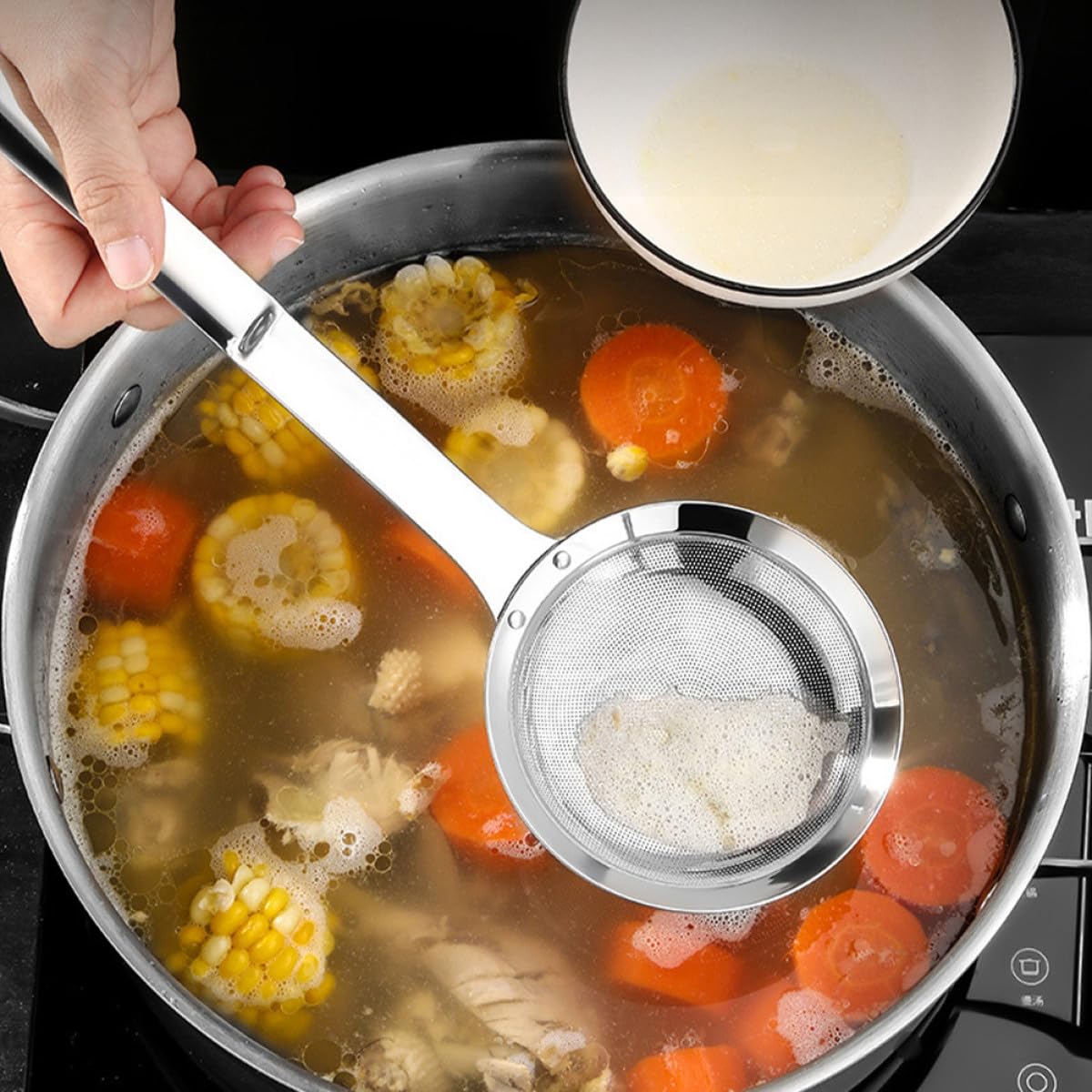Homoyoyo 3pezzi Colino da Cucina in Acciaio Inox Maglia Fine Setaccio Manico lungo Filtro per Alimenti
