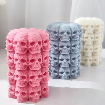Halloween Candle Mold for Candle Making, 3D Silicone Mold for Resin Casting DIY Plaster Polymer Clay Home Decoration (Carved Skeleton)