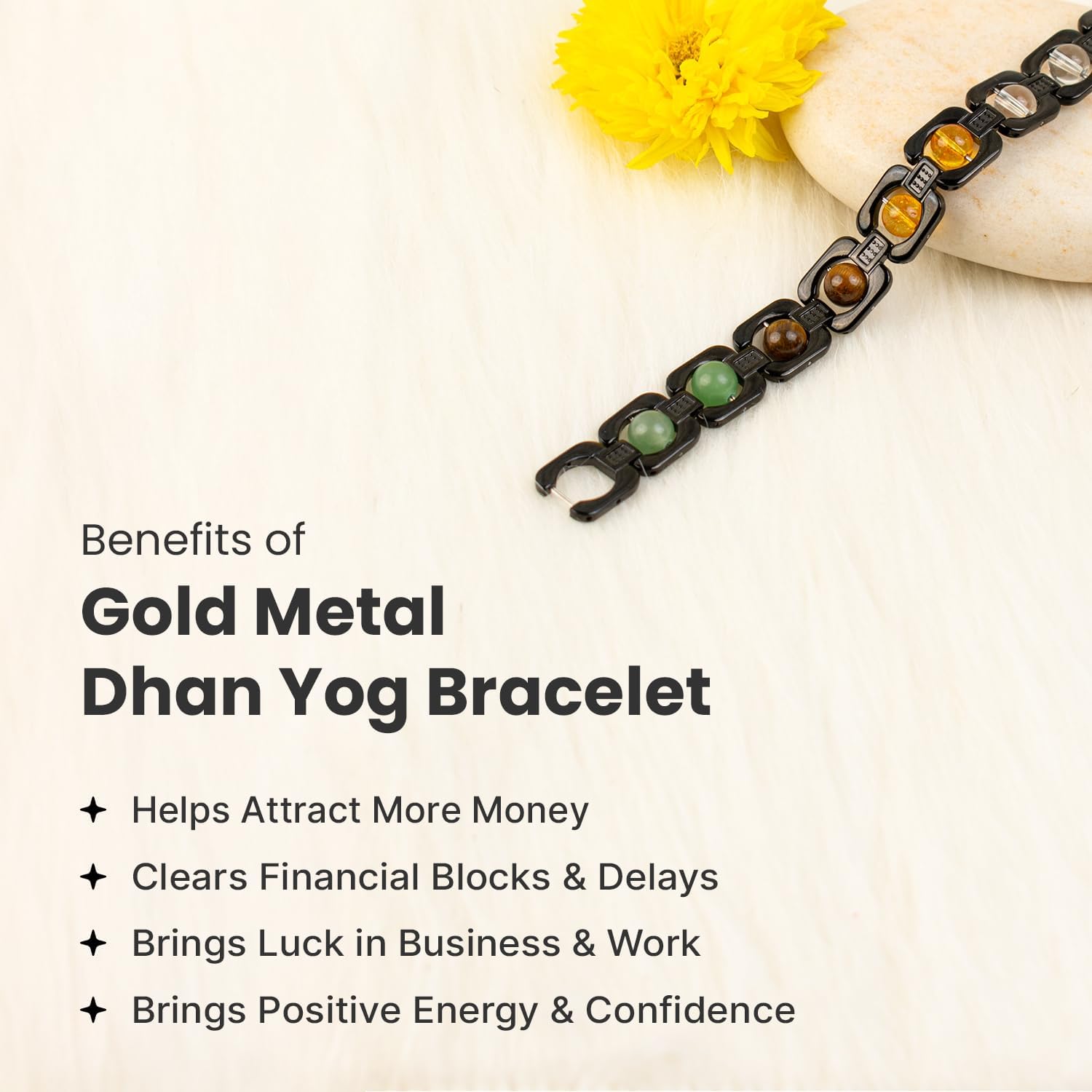 Astrotalk Metal Dhan Yog Bracelet | Attracts Wealth & Financial Prosperity | Pyrite, Citrine, Tiger Eye, Quartz,Hematite & Aventurine Astrology Bracelet for Man & Woman | Gift for Man & Woman