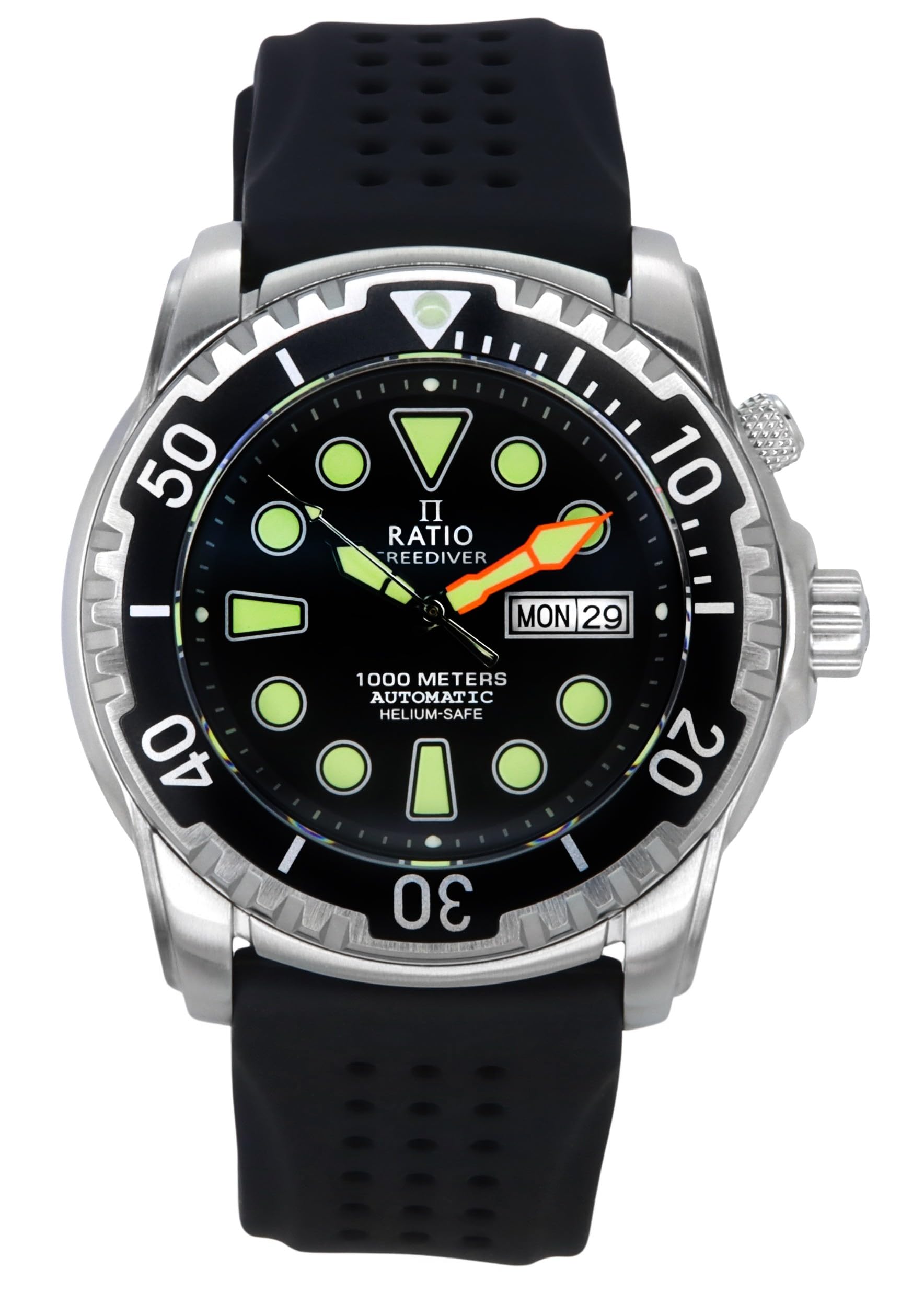 RATIOFreeDiver Helium-Safe Dive Watch Sapphire Crystal Automatic Diver Watch 1000M Water Resistant Diving Watch for Men