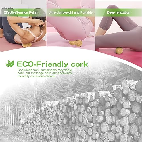 Miniatura 3 de Bola de masaje de corcho, bola de masaje de maní, bola de liberación miofascial, rodillo de masaje de tejido profundo, bola de movilidad para