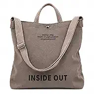 Large Tote Bag for Women, 16oz Cotton Canvas Shoulder Bag, Large Capacity Casual Tote with Adjustable Strap