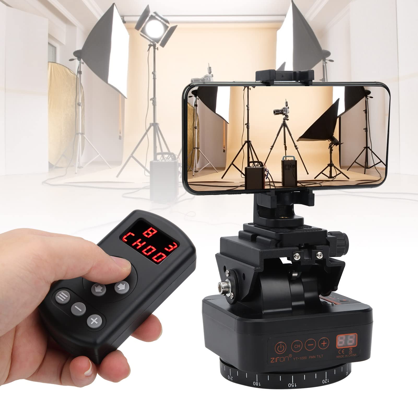 YT1000 Cámara de Control Remoto Inalámbrico con Cabeza de Bola Eléctrica Panorámica Rotación de 360° para Grabación de Video Compatible con la Mayoría de Las Cámaras para Entusiastas de la
